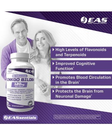 EAS Experimental and Applied Sciences Ginkgo Biloba 120mg | Supports Brain Function & Memory | High Levels of Flavonoids & Terpenoids | Better Absorption with Cyclosome Delivery | 90 Tablets - Buy Online on GoSupps.com