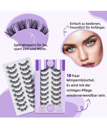 Buy False Eyelashes P02 B & Q - 10 Pairs Cat Eye Fluffy Cluster Lashes | Natural DIY Lash Extensions - Buy Online on GoSupps.com