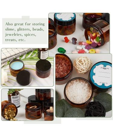 Qeirudu 4 oz Amber Plastic Jars 12 Pack - Refillable Round Brown Cosmetic Containers with Lids and Labels for Beauty Products - Buy Online on GoSupps.com