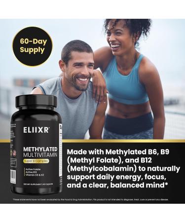 Eliixr Methylated Multivitamin 27-in-1 Formula with 1500 mcg Active Folate Methylated B12 K2 D3 B-Complex and more Women and Mens Multivitamins 60 Vegan Capsules 2 month supply Made in the USA 60 Count (Pack of 1) - Buy Online on GoSupps.com