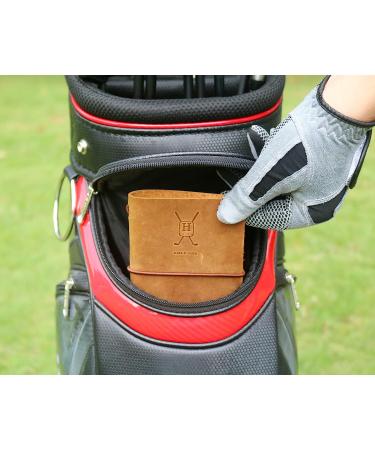 Handmade Leather Golf Log Book with Yardage Book - Refillable, Buckskin Finish - Buy Online on GoSupps.com