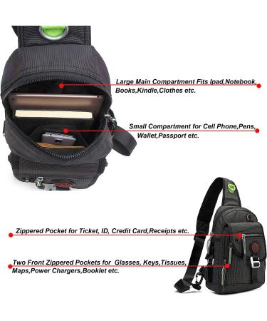 Nicgid Sling Bag Chest Shoulder Backpack - Black, iPad/Tablet Compatible - Outdoor Hiking Crossbody for Men and Women - Buy Online on GoSupps.com