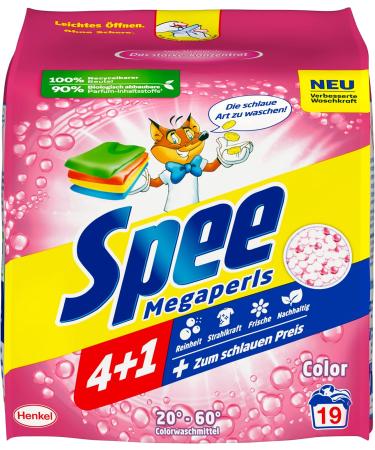 Spee Megaperls Color Washing Powder 4 + 1 - 1.14 kg (2 Pack) | Sustainable Color Detergent for Radiant Freshness - 38 Washloads 20 -60 C - Buy Online on GoSupps.com