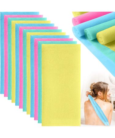 16 Pcs Exfoliating Washcloth Towel 35 Inch Exfoliating Bath Cloth Exfoliation Japanese Washcloth Nylon Bath Wash Towel Korean Body Scrubber Exfoliating Wash Cloth Shower Sponge Loofah for Women Men