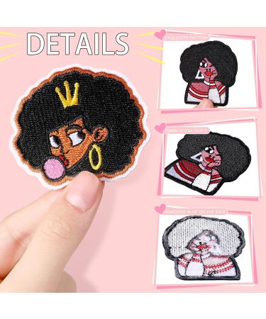 20 Black Girl Iron on Embroidered Patches - DIY Clothing Applique for Jeans, Jackets & Backpacks (Novelty Style) - Buy Online on GoSupps.com