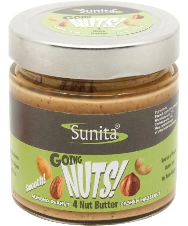 Sunita 4 Nut Butter - Almond Peanut Cashew Hazelnut - Vegetarian & Vegan Friendly - 200g
