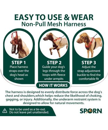 Dog Harness - No pull and No choke humane Design Non Pulling Pet Harness with Mesh vest Easy Step-in Adjustable Mesh Harness for control Red Medium by Sporn Medium Red - Buy Online on GoSupps.com