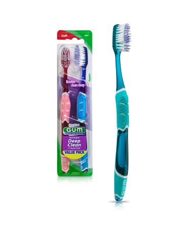 GUM Technique Deep Clean Toothbrush - Compact Soft - Soft Toothbrushes for Adults with Sensitive Gums - Extra Fine Bristles 2ct (6pk) Deep Clean - Soft Toothbrush 12 ct
