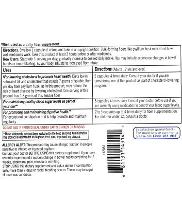 Equate Daily Psyllium Fiber Capsules 300 Ct - Multi-Benefit Digestive Support - Buy Online on GoSupps.com