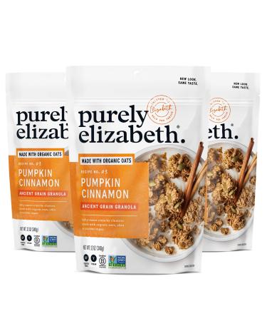 Purely Elizabeth, Pumpkin Cinnamon, Ancient Grain Granola, Gluten-Free, Non-GMO (3 Ct, 12oz Bags) Pumpkin Cinnamon 12 Ounce (Pack of 3)