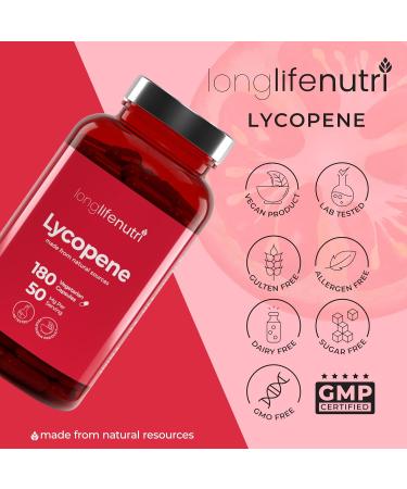LongLifeNutri Lycopene 50mg 180 Vegetarian Capsules - Natural Tomato Extract | Non-GMO | Supplement Health Support - Buy Online on GoSupps.com