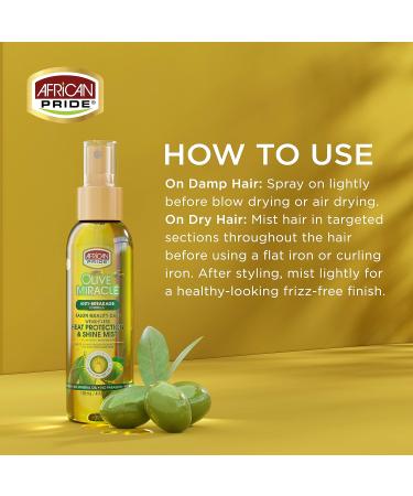 African Pride Olive Miracle Weightless Heat Protection & Hair Shine Mist (3 Pack) Fights Humidity & Shields Against Heat Damage Enriched with Olive & Tea Tree Oils 4 oz - Buy Online on GoSupps.com
