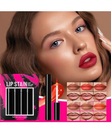 Lip Lacquer Peel Off Makeup Peel Off Lip Liner 6 Pack Smudge Resistant Fade Resistant Lip Stain for Women Girls Girlfriend Family Friends - Buy Online on GoSupps.com