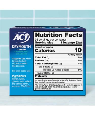 ACT Dry Mouth Lozenges with Xylitol Soothing Mint 36 Lozenges & Dry Mouth Moisturizing Gum 20 Pieces With Xylitol Sugar Free Soothing Mint - Buy Online on GoSupps.com