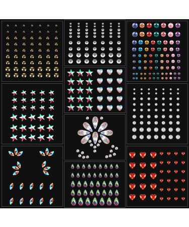 ZLXIN 10 Sheets Eye Body Face Gems Rhinestone Stickers Self Adhesive Rhinestones Rainbow Face Gems for Women Festival Accessory and Nail Art Decorations (Starlight style) - Buy Online on GoSupps.com