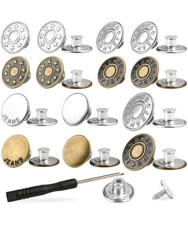 Jeans Button Replacement No Sew: YUANHANG 24 Sets Metal Buttons for Pants - Instant Adjustable Button - Tighten Waist Size by 1 Inch or Extend an Extra Inch - Contains A Removable Screwdriver - Buy Online on GoSupps.com