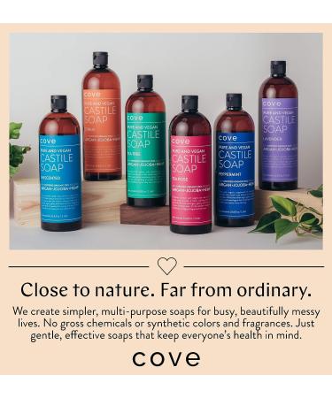 Cove Organic Peppermint Castile Soap - 1 Liter (33.8 fl oz) - Argan, Jojoba, Hemp Oils - Pack of 1 - Buy Online on GoSupps.com