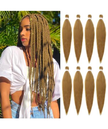 Beyond Beauty 8 Packs Black Pre Stretched Braiding Hair Synthetic Yaki EZ Braiding Coi Leray Braids Knotless Braiding Hair Extensions Pre Stretched Hot Water Setting Crochet Braids 26Inch(#27) 8Packs-26Inch #27
