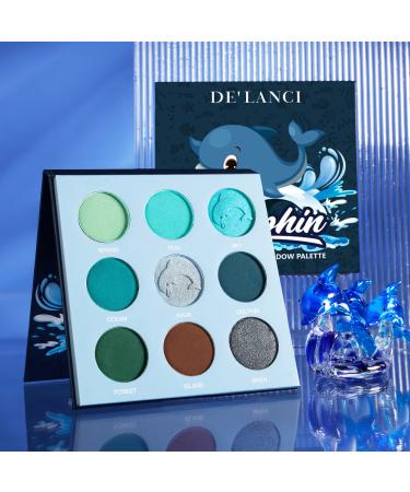 DE'LANCI Blue Teal Eyeshadow Palette Blue Green Eye Shadow Makeup Pallets Shimmer Matte Cool Tone for Christmas Snowflake  Long Lasting Teal Color Powder  Velvety Texture