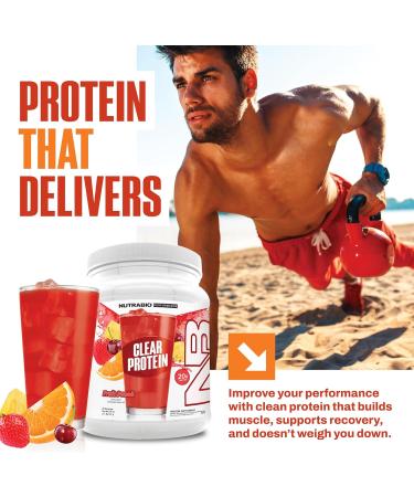 NutraBio Clear Protein Powder Fruit Punch - 20 Servings 20g Clear Whey Protein Isolate 0 Sugar 0g Lactose Refreshing Fruit Flavors GLP1 Support - Bone Health - Muscle Post Workout Recovery - Buy Online on GoSupps.com