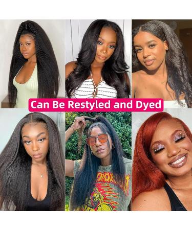 USUCHBEAUTY 24 Inch Kinky Straight Human Hair Wig 180% Density | HD Yaki Straight Glueless Wig for Black Women | Brazilian Virgin Transparent Lace Wig - Pre Plucked 13x4 Human Hair Wig - Buy Online on GoSupps.com