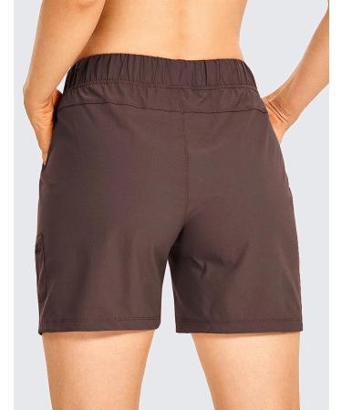 CRZ YOGA Women's Lightweight Cargo Hiking Shorts 6'' with Belt - Medium Brown Rock - Buy Online on GoSupps.com
