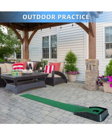 MYKUJA Putting Green with Automatic Ball Return - Indoor and Outdoor Mini Putting Mat for Home and Office - Mini Golf Game and Training Aid - Buy Online on GoSupps.com