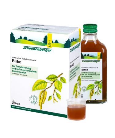 Schoenenberger - Birch Naturreiner Medicinal Plant Juice - 3x 200 ml (600 ml) glass bottles - free -selling medicines - Supportable treatment of rheumatic complaints