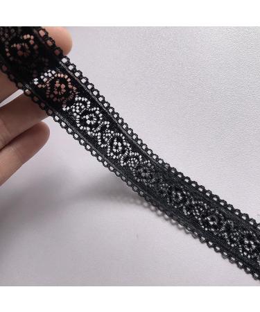 Lace Realm 1 Inch Wide Black Stretch Lace Ribbon for Bridal Wedding Decorations - DIY Crafts (9073 Black) - Buy Online on GoSupps.com