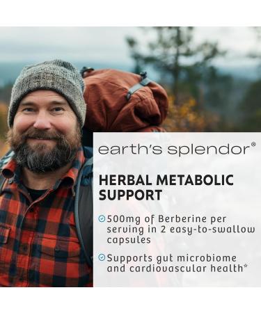 Earth's Splendor Berberine 500mg Capsules Supports Metabolism (120ct Bottle 2 Month Supply) Non-GMO Vegan-Friendly - Buy Online on GoSupps.com