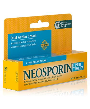 Neosporin + Pain Relief Cream 0.5 oz - Fast-Acting Relief - Buy Online on GoSupps.com