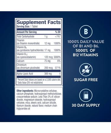 Nervive Nerve Health Glucose Support Tablets Nervive Supplement Nervive Tablet Alpha Lipoic Acid Chromium Picolinate Vitamin B12 B6 B1 - Buy Online on GoSupps.com