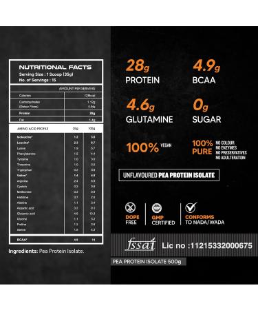 AS-IT-IS Nutrition Pea Protein Isolate - Vegan Plant Protein | Easy Digestion | Gluten-Free | Low Carb | 500g Meal Supplement - Buy Online on GoSupps.com