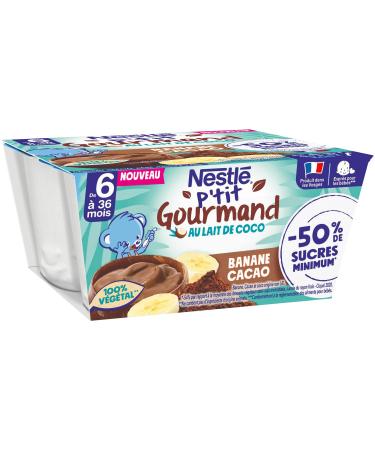 Nestlé P'tit Gourmand Vegetal Banana Cocoa - From 6 Months - 4x90g