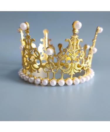 4 Pieces Crown Cake Topper Mini Tiara Birthday Cake Topper Gold Crystal Pearl Wedding Cake Crown Topper for Birthday Party Wedding Cake Decoration - Buy Online on GoSupps.com