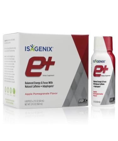 Isagenix e+ - Liquid Energy Shot Supplement with Hawthorn Berry, Green Tea, Licorice Root and More for Long-Lasting Energy - 2-Ounce Bottles (6 Pack) (Apple Pomegranate Flavor)