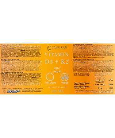 Gouttes de Vitamine D3 + K2 | 100 ml | 50 g (2000 UI) D3 + 25 g K2 (MK-7) par Goutte | Huile MCT | Formule V g tarienne | Soutien des os et du syst me immunitaire - Buy Online on GoSupps.com