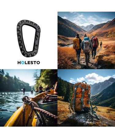 Holesto Plastic Carabiner Set - Tactical Black D-Shape Hooks for Outdoor - Durable ABS - 5-Pack - Buy Online on GoSupps.com