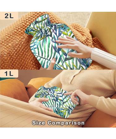 NAANLE 2L Hot Water Bottle with Cover - Watercolor Palm Leaf Large Size for Menstrual Cramps & Heat Therapy Relief - Buy Online on GoSupps.com