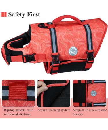 Vivaglory Ripstop Dogs Rescue Vest - Small Medium Boat Enhanced Buoyancy & Visibility Red - L: 63-78cm Chest - Buy Online on GoSupps.com