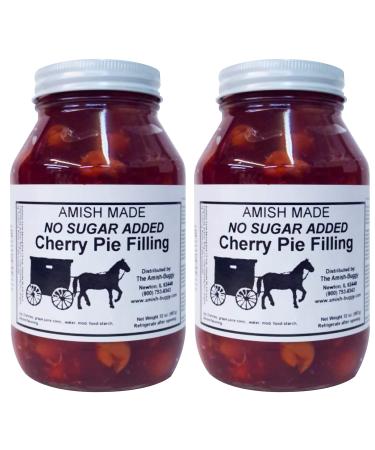 Amish Pie Filling No Sugar Added Cherry - TWO 32 Oz Jars Cherry Sugar Free