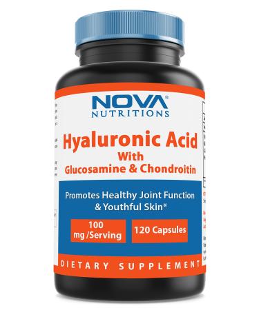 Nova Nutritions Hyaluronic Acid 100mg/serving - Promotes Youthful Skin & Healthy Joint Function 120 Capsules