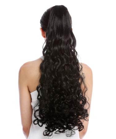 WIG ME UP - N440-V-2 hairpiece braid ponytail curls curly very long 60 cm black black-brown (2)