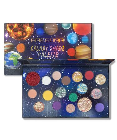 FREEORR 18 Colors Galaxy Eyeshadow Palette  Glitter Eyeshadow Makeup Multi Reflective Shimmer/Glitter Matte Bake Pressed Pearly High-pigmented Colorful Eye-Shadow Makeup Palette