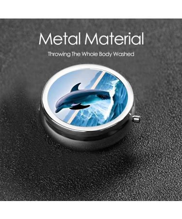 Jumping Up Dolphins Round Pill Box | 3 Compartment Organizer for Travel | Portable Pill Box for Purse & Pocket - Buy Online on GoSupps.com