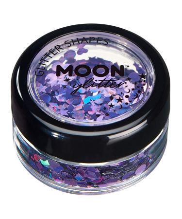 Holographic Glitter Shapes by Moon Glitter - Purple - Cosmetic Festival Makeup Glitter for Face Body Nails Hair Lips - 3g - Buy Online on GoSupps.com