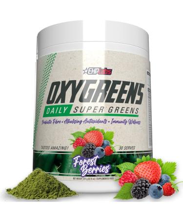 EHPlabs OxyGreens Daily Super Greens Powder - Spirulina Powder Greens Superfood Powder with Prebiotic Fibre Alkalizing Antioxidants & Immunity Wellness 30 Serves (Forest Berries)
