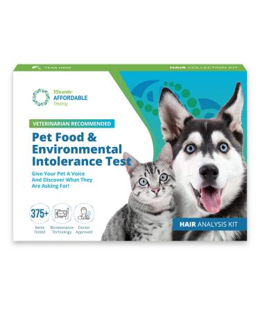 5Strands Pet Food and Environmental Intolerance Test, at Home Sensitivity Test for Dogs & Cats, Hair Sample Collection Kit, 380 Items Tested, Results in 7 Days, Works for All Ages and Breeds