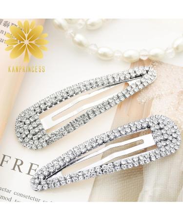 KANPRINCESS 3.1Inch Rhinestone Hair Clips Set - Silver Hair Barrettes for Women & Girls | Bridal & Prom Hair Accessories - Buy Online on GoSupps.com