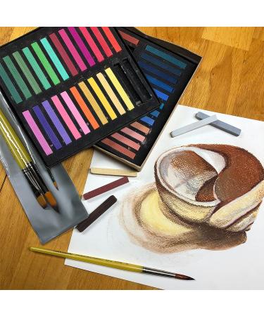 Charvin Artist 48pc Colored Chalk Pastels Set - Water Soluble Assorted Pastel Sticks for Wet & Dry Painting - Buy Online on GoSupps.com